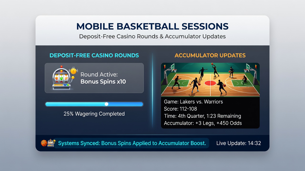 Live Basketball Accumulator Updates auf Smartphone mit Casino Bonus Synchronisation