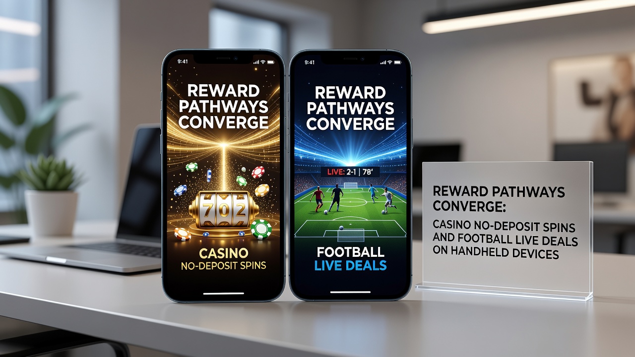 Handheld-Display mit synchronisierten Casino- und Fußball-Bonus-Elementen während einer Live-Session