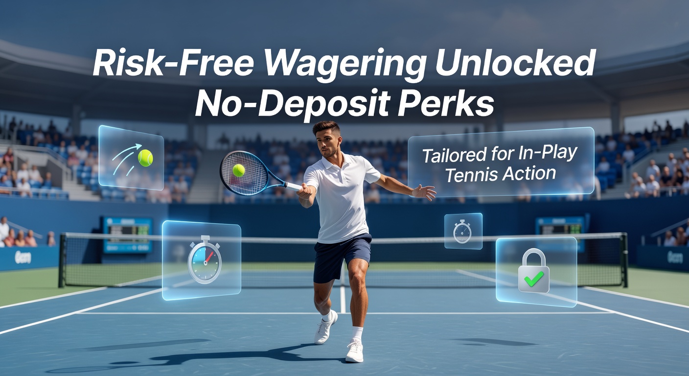 Grafik mit No-Deposit-Bonus-Details, Live-Tennis-Kursen und risikofreien Wett-Szenarien während eines intensiven Matches